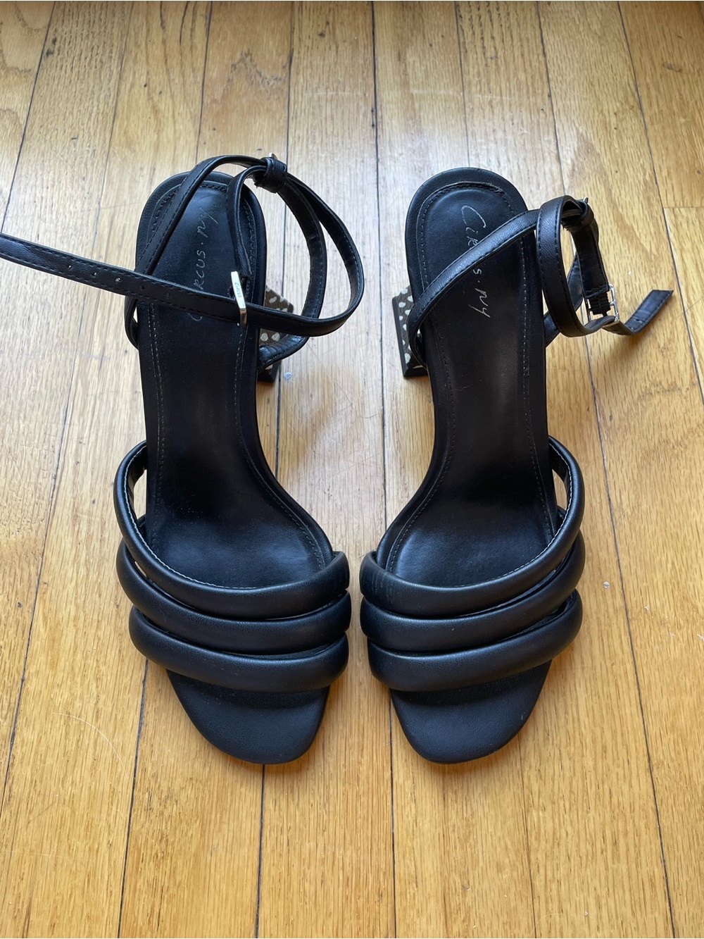 Circus by Sam Edelman Black Padded Strap Block Heel Sandals